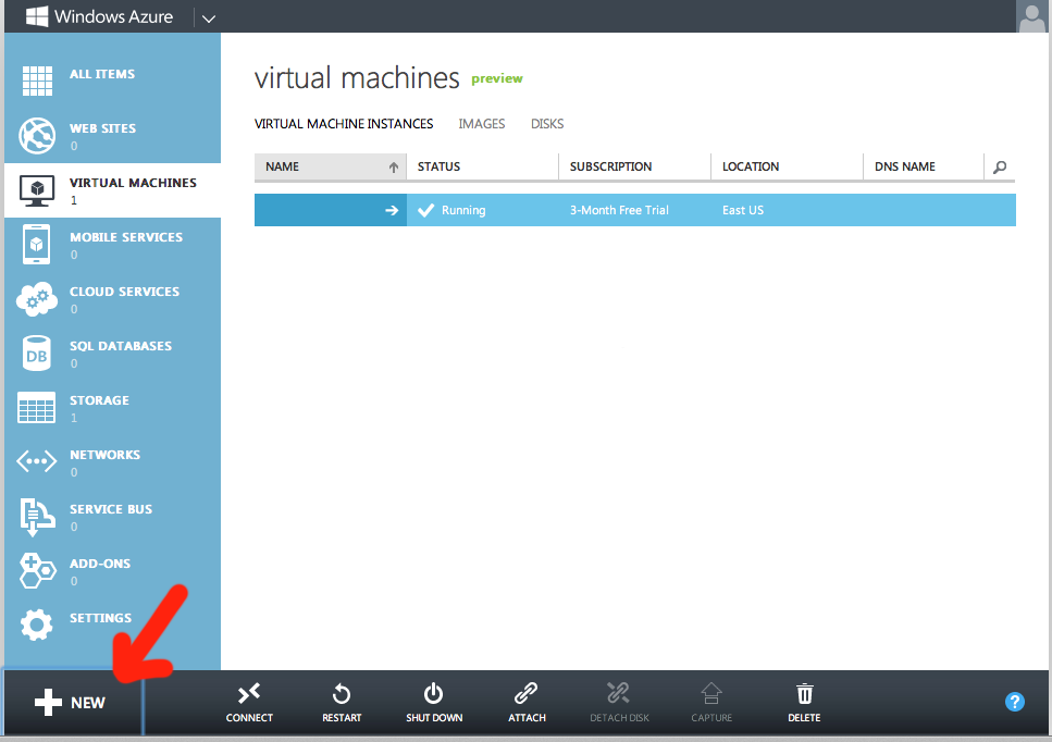 This image shows my setup, with one VM already running in place (I've hidden the machine name and URL) 