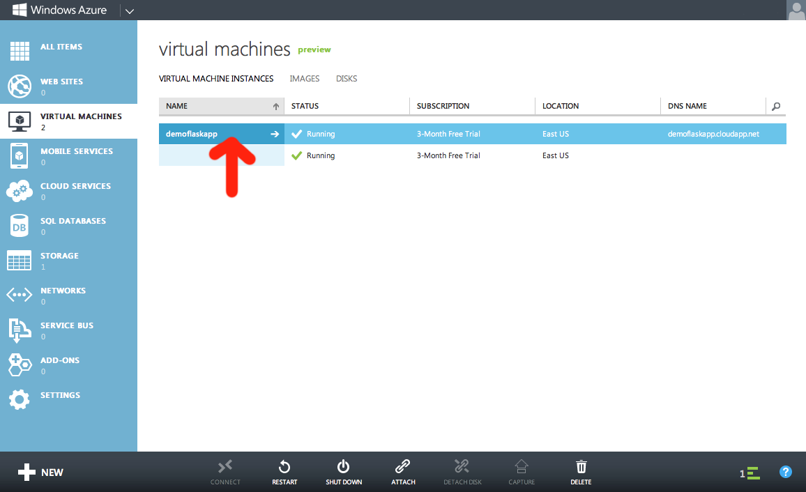  Your new running VM. 