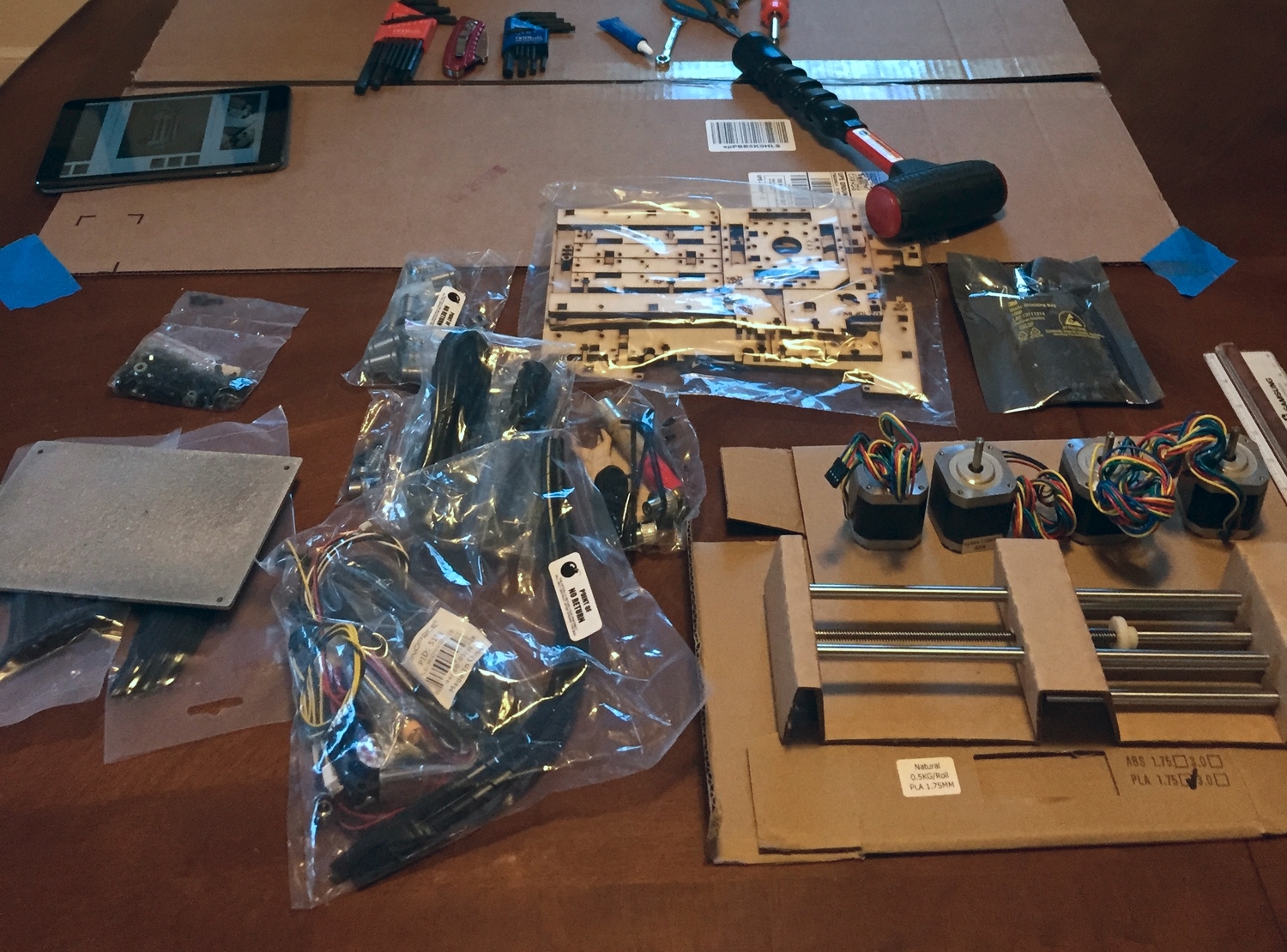 The printer, unassembled.